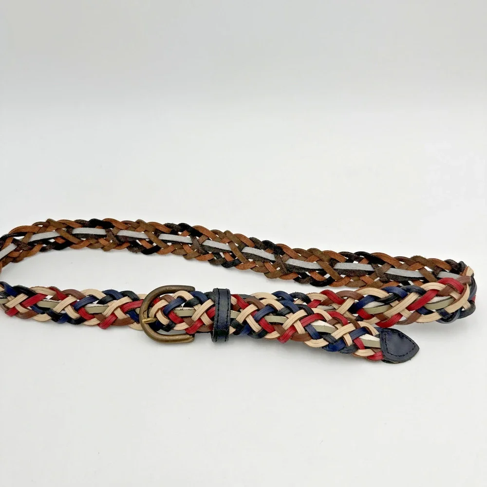 Capezio Multi-Color Braided Woven Leather Belt Argentina Size M/L